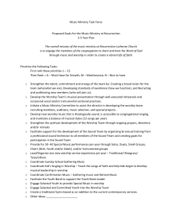Music Ministry Task Force Proposed Goals for the Music Ministry at