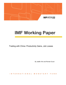 Trading with China: Productivity Gains, Job Losses, WP/17/122
