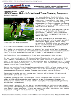 LMSC Players Make US National Team Training Programs