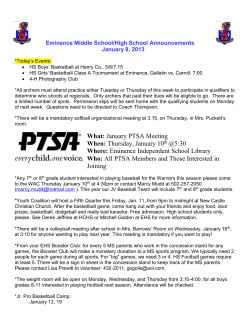 Eminence Middle School/High School Announcements January 8