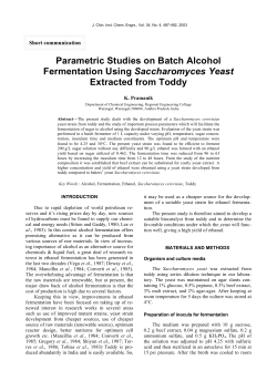 Parametric Studies on Batch Alcohol Fermentation Using