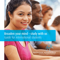 Broaden your mind &ndash; study with us Guide for international students