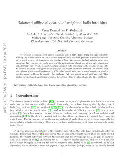 Balanced offline allocation of weighted balls into bins arXiv