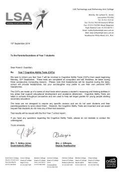 Year 7 CATs - LSA Technology and Performing Arts College