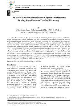 The Effect of Exercise Intensity on Cognitive Performance During