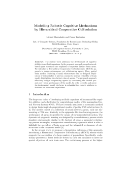 Modelling Robotic Cognitive Mechanisms by - FORTH-ICS