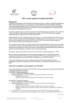 HPV vaccine uptake in Ireland: 2013/2014