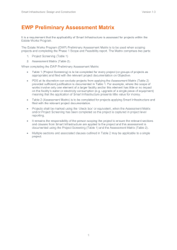 Smart Infrastructure EWP Preliminary Assessment Matrix