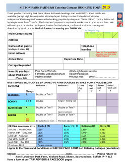 SIBTON PARK FARM Self Catering Cottages BOOKING FORM 2015