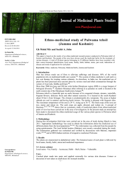 Jammu and Kashmir - Journal of Medicinal Plants Studies