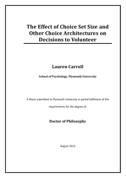 The Effect of Choice Set Size and Other Choice Architectures