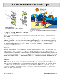 Causes of Mutation Article 1: UV Light