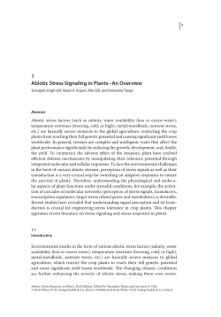 1 Abiotic Stress Signaling in Plants&ndash;An Overview - Wiley-VCH