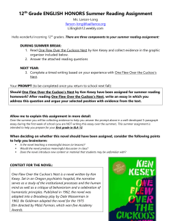 12th Grade Honors English Summer Reading 2015