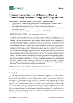 Thermodynamic Analysis of Resources Used in Thermal