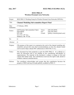 Channel Modeling Sub-committee Report