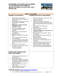 programs, activities and classes at the recreation complex