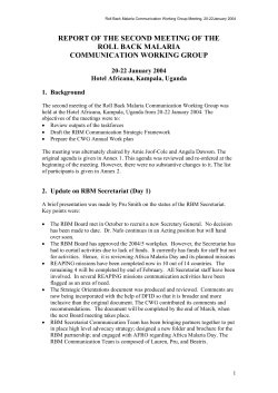 second meeting of the roll back malaria communication working group