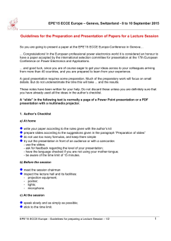 Guidelines for the Preparation and Presentation of