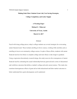 TEXAS Grants Impact Analysis 1 Making Ends Meet