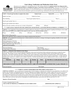 Food Allergy Notification and Medication Order Form