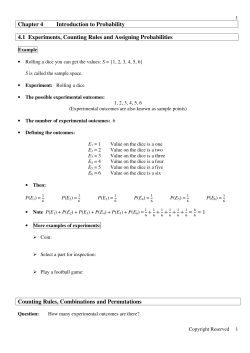 Chapter 4 Introduction to Probability 4.1 Experiments