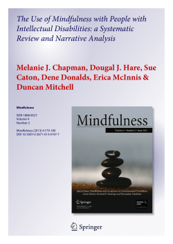 The Use of Mindfulness with People with Intellectual Disabilities: A