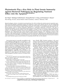 Phytosterols Play a Key Role in Plant Innate