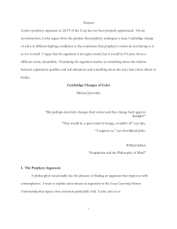 Abstract Locke`s porphyry argument at 2.8.19 of