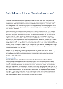 Developing Vocational Training in relation to Food Value