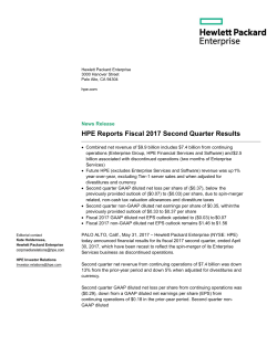 HPE Reports Fiscal 2017 Second Quarter Results