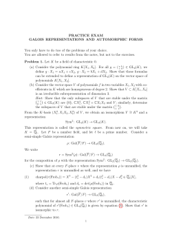 PRACTICE EXAM GALOIS REPRESENTATIONS AND