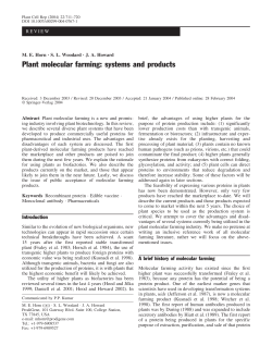 Plant molecular farming: systems and products