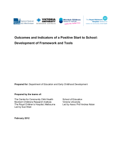 Outcomes and Indicators of a Positive Start to School: Development