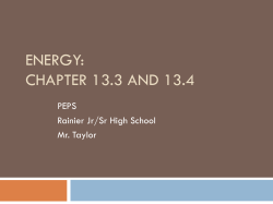 Energy: Chapter 13.3 and 13.4