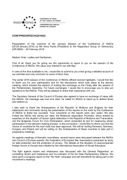 02 Presentation of the outcome of the January Session of the