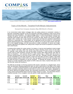 Topic of the Month: Targeted Profit Margin