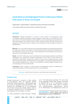 Aerobic Bacteria in the Diaphragmatic Portion of Stethoscope of