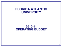 2010-11 Operating Budget Presentation to the FAU BOT
