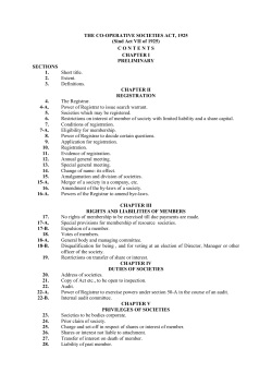 THE CO-OPERATIVE SOCIETIES ACT, 1925