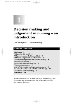 Decision making and judgement in nursing