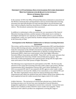 General Education Learning Outcomes Assessment Summer 2015