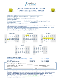 junior tennis: game, set, match spring 2016 january 4