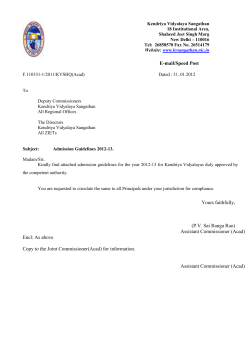 Admission Guidelines - Kendriya Vidyalaya Sangathan Regional