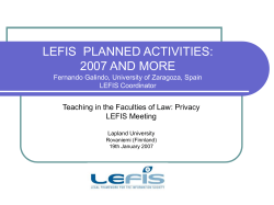Lefis planned activities: 2007 and more