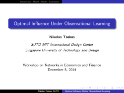 Optimal Influence Under Observational Learning - SUTD