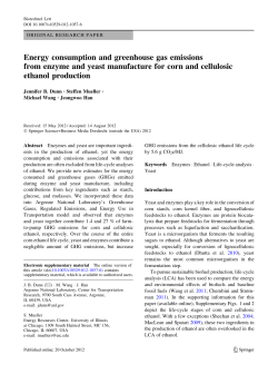 Energy consumption and greenhouse gas emissions from enzyme