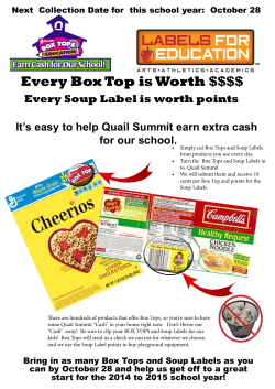 Every Box Top is Worth $$$$ Every Soup Label is worth points