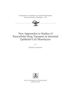 New Approaches to Studies of Paracellular Drug Transport in