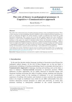 The role of theory in pedagogical grammar: A Cognitive +